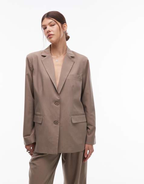 Emory Park drop shoulder oversized tailored blazer co-ord in light chestnut