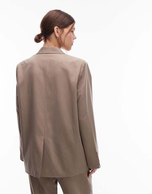 Emory Park drop shoulder oversized tailored blazer in light chestnut (part of a set), 4 of 4