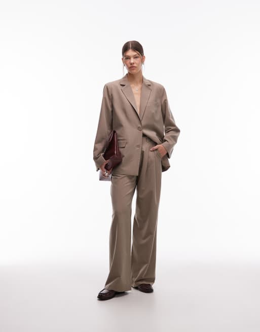 Emory Park dropped shoulders oversized tailored blazer in light chestnut - part of a set, 2 of 4