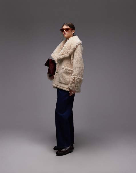 Emory Park faux shearling overcoat in taupe - view 1