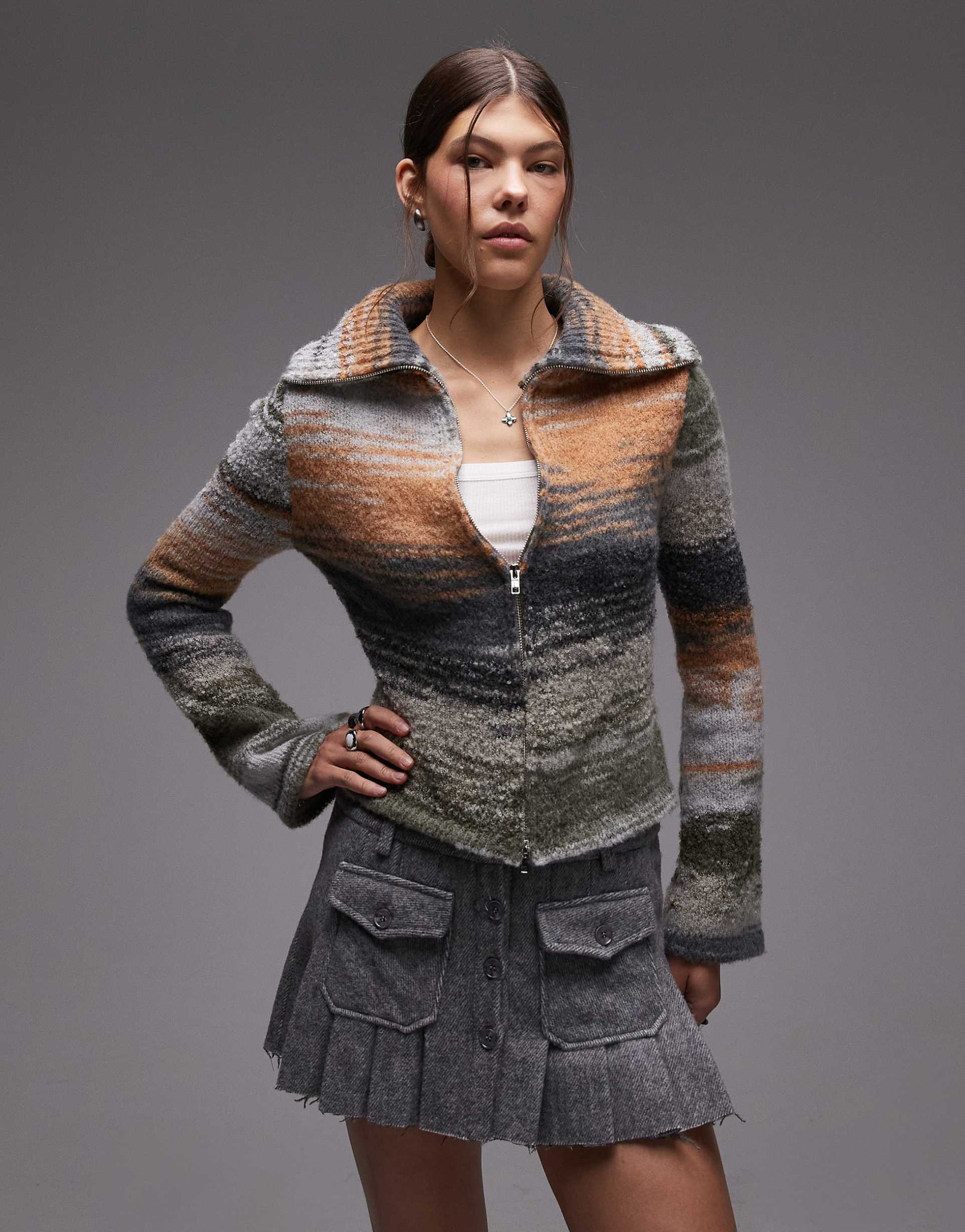 emory park felted pocket detail mini skirt in heather gray