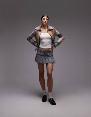 Emory Park Felted Pocket Detail Mini Skirt In Gray