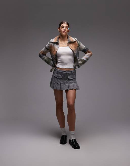 Emory Park felted pocket detail mini skirt in heather gray, 2 of 5
