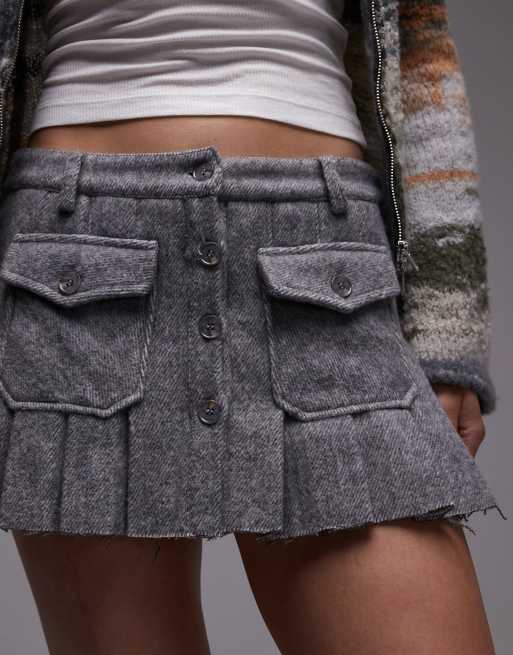 Emory Park felted pocket detail mini skirt in heather grey, 3 of 5