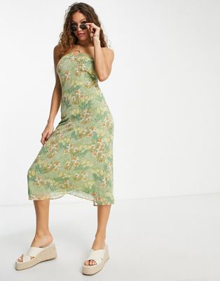Emory Park Floral Print Halter Midi Dress In Green | ModeSens