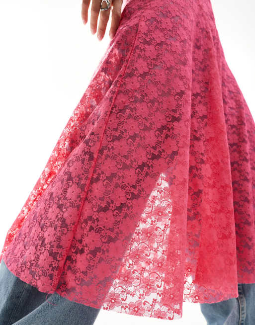 Emory Park fuchsia pink midaxi lace dress, 3 of 4