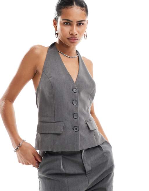 Emory Park halter tailored waistcoat in grey (part of a set)
