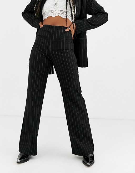 Emory Park high waist straight leg trousers in pinstripe co-ord