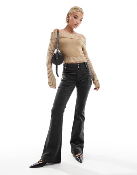 Emory Park high waisted cord pants in charcoal - view 1