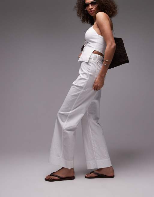 Emory Park – Leinenhose in Weiß mit weitem Bein mit Gürteldetail, Kombiteil, 2 von 5
