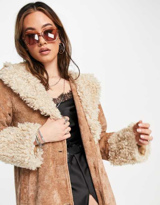 Free people owen contrast clearance sherpa jacket