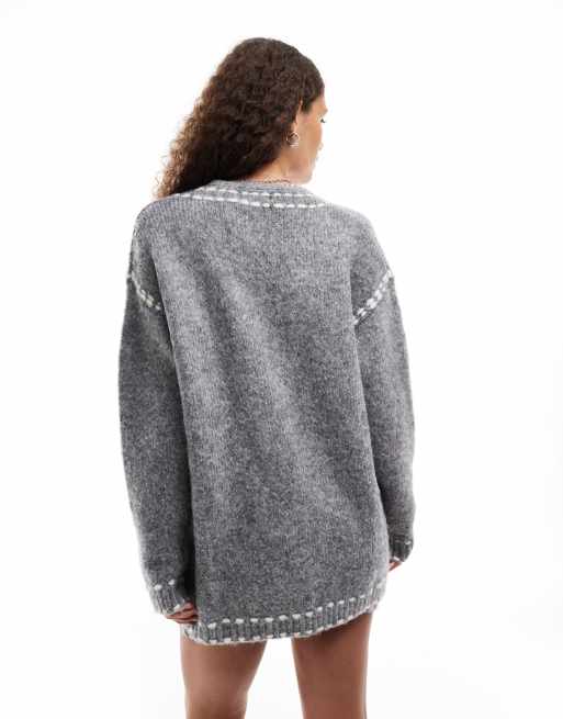 Emory Park longline stitch detail cardigan in gray - part of a set