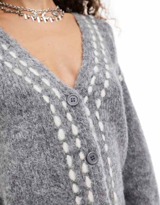 Emory Park longline stitch detail cardigan in gray - part of a set