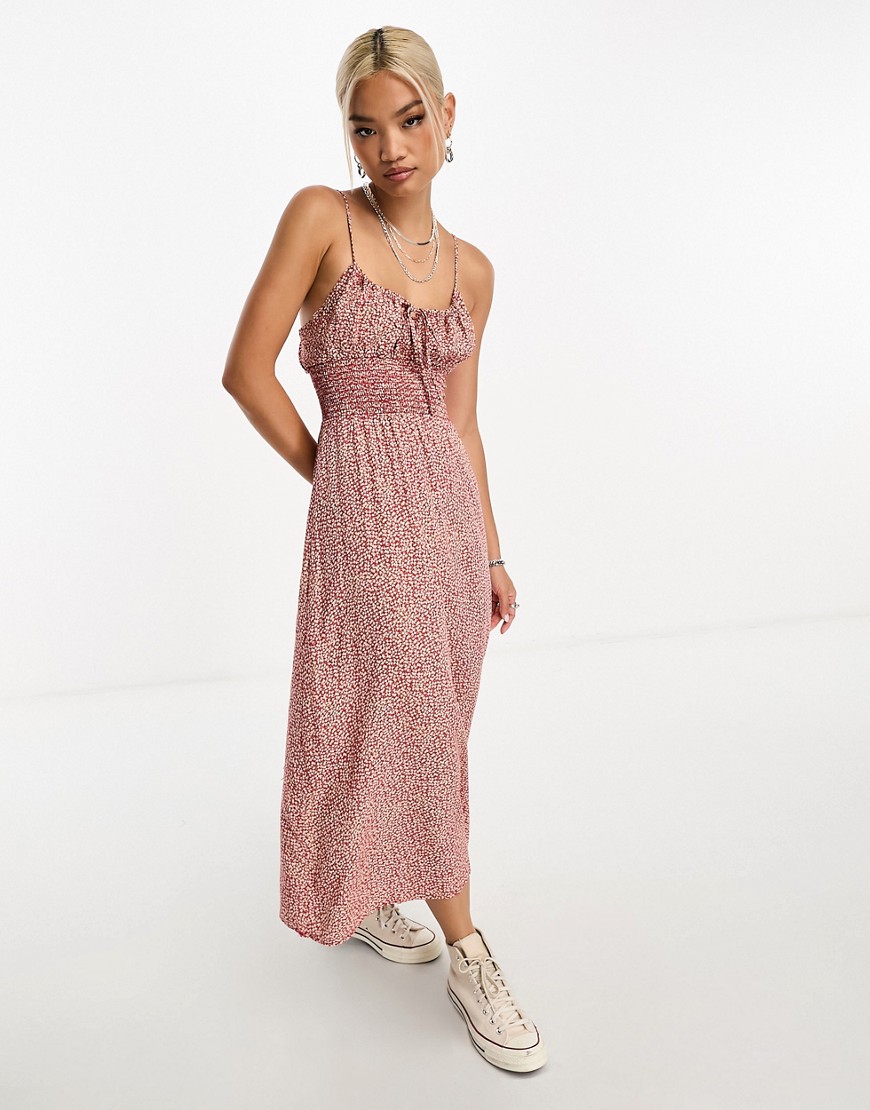 Emory Park Maxi Cami Dress With Shirring In Ditsy Floral-red