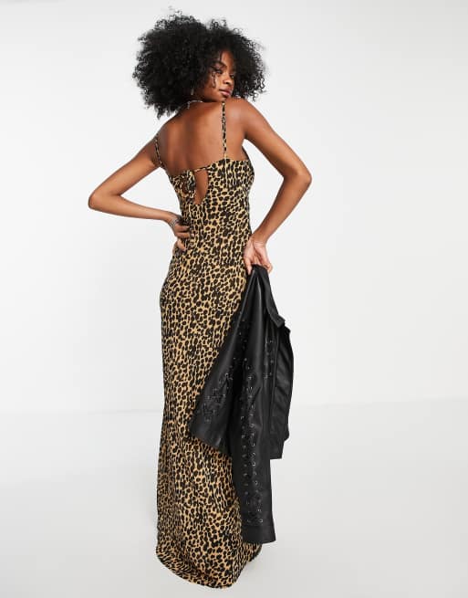 Leopard maxi 2025 slip dress