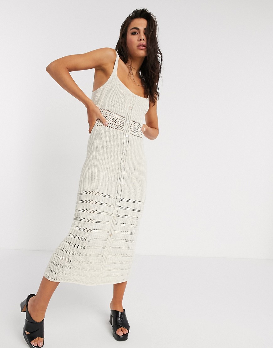 Emory Park Midi Dress With Button Down Front In Crochet-multi