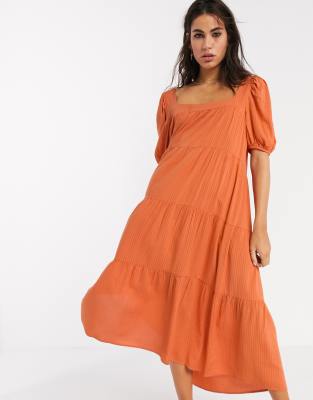 orange smock dress