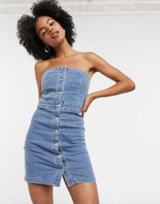 strapless denim dress