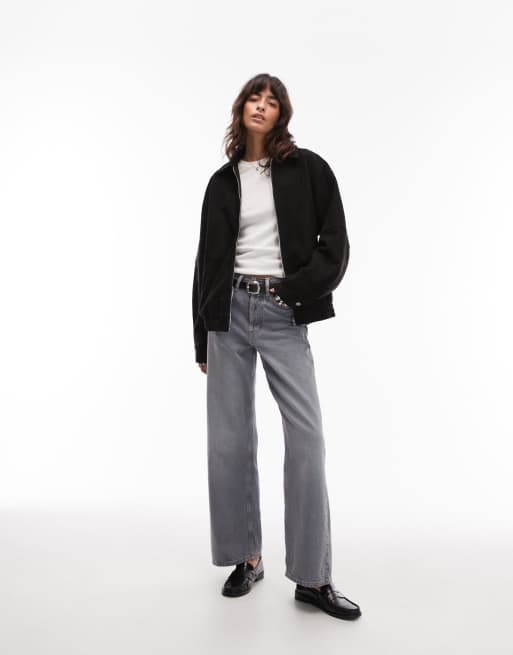 Emory Park – Oversize-Bomberjacke aus Wildlederimitat in Schwarz, 3 von 4