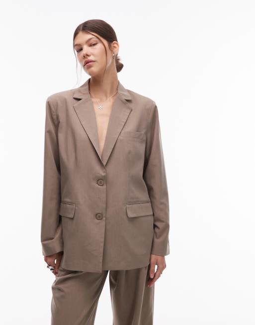 Emory Park - Oversized elegante blazer met verlaagde schouders in lichte kastanjekleur, deel van co-ord set