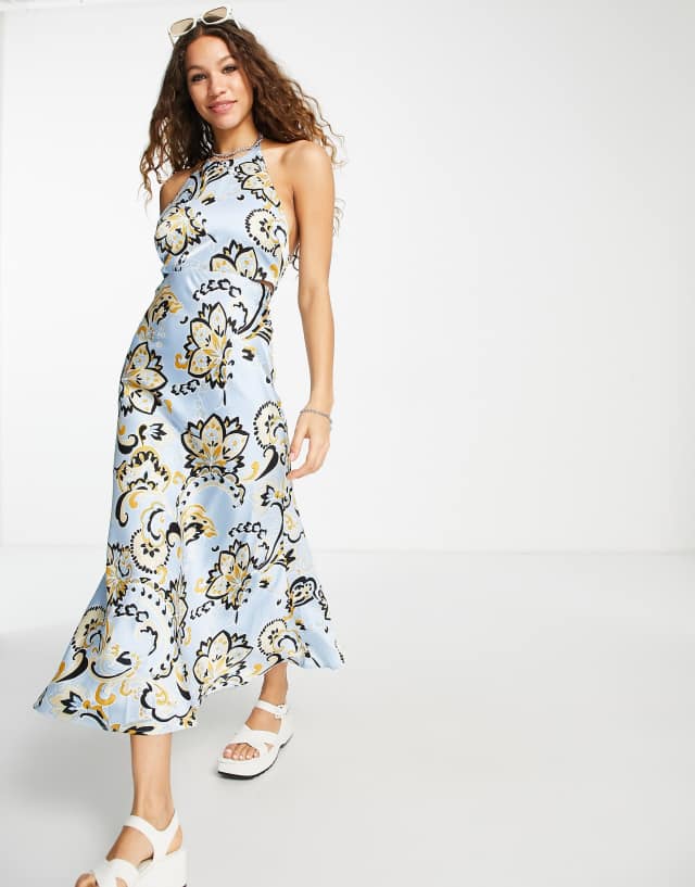 Emory Park paisley print midi dress in blue