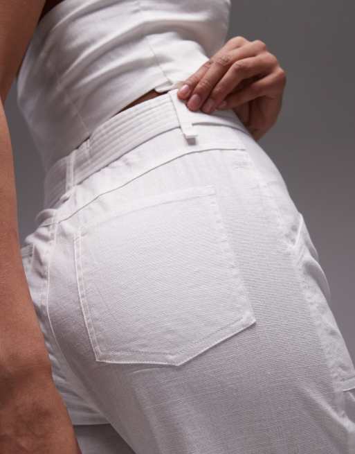 Emory Park - Pantalon large d'ensemble en lin avec ceinture - Blanc, 5 de 5