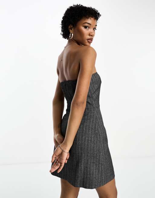 Grey pinstripe dress sale