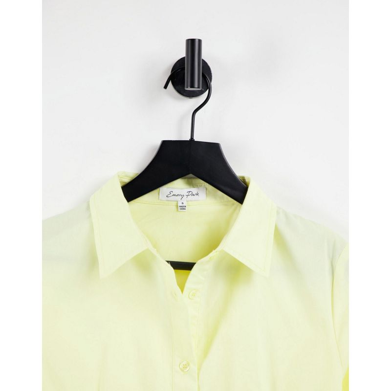 Emory Park – Popeline-Hemd mit gewickelter Rückenpartie und Taillenschnürung in Buttermilch-Gelb