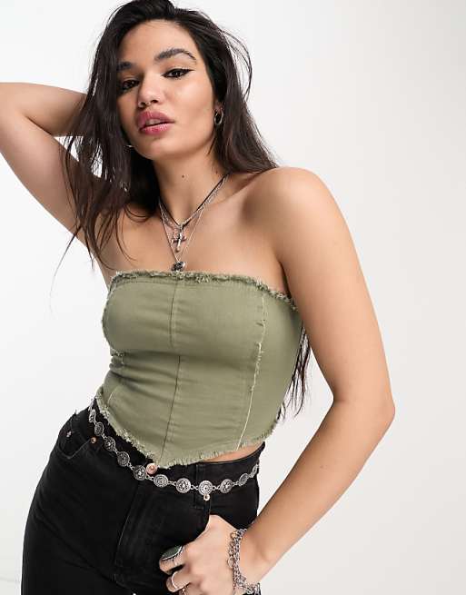 Khaki Raw Edge Top Khaki Raw Edge Top