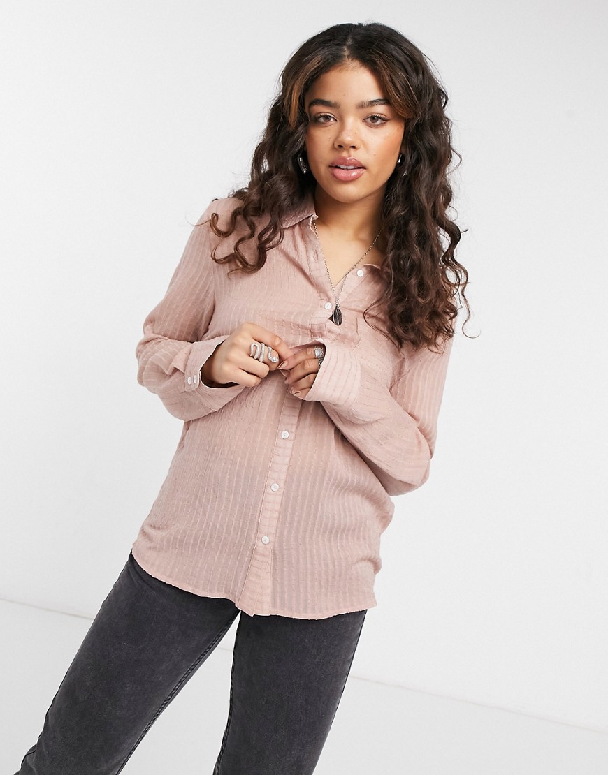 Emory Park relaxed shirt in textured stripe-Pink