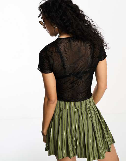 Emory Park rose lace button detail top in black | ASOS