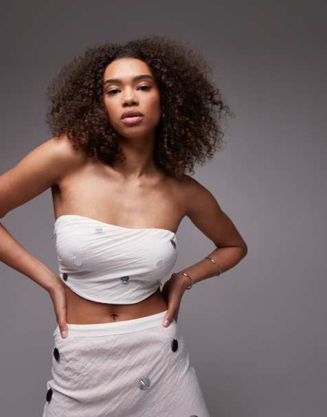 Emory Park sequin applique bandeau top in white (part of a set) - view 1