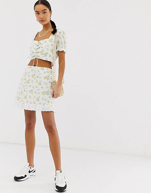 Emory Park skirt with ruffle hem in ditsy floral co-ord | ASOS