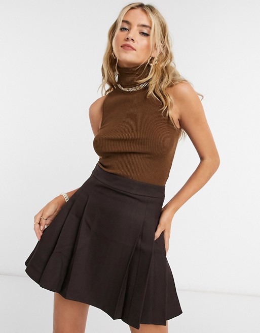 Emory Park sleeveless roll neck top in chocolate