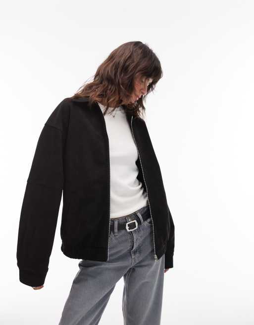 Emory Park - Sort oversized bomber-jakke i imiteret ruskind