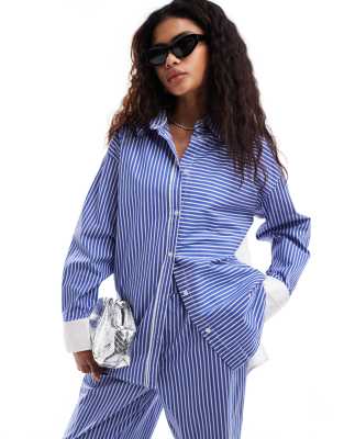 stripe oversized shirt in blue - part of a set