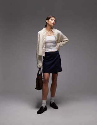 Emory Park Textured Trim Cardigan In White