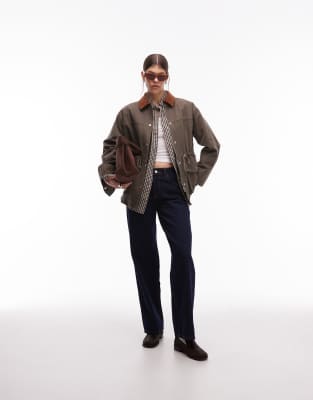 Emory Park - Veste de travail oversize à boutons - Olive-Vert