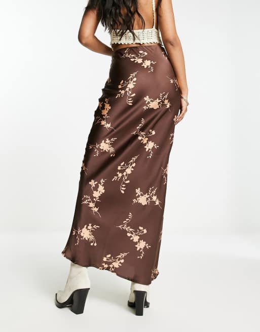 Satin vintage pull on maxi skirt sales