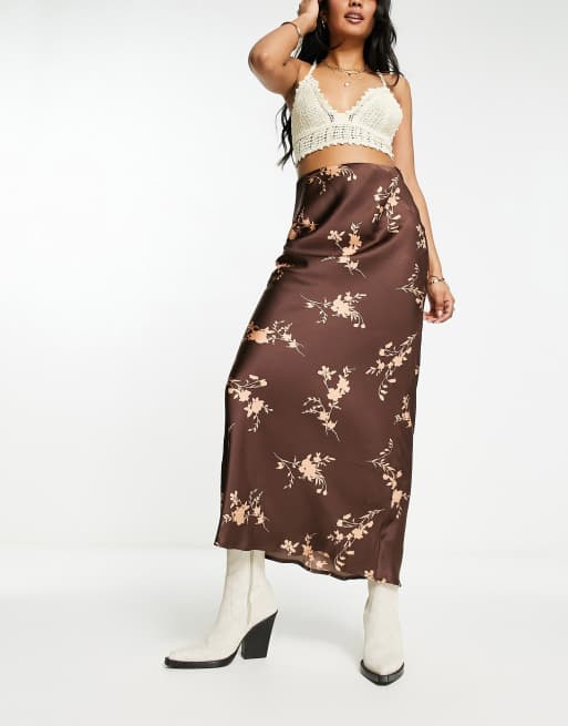 Satin vintage pull on maxi skirt top