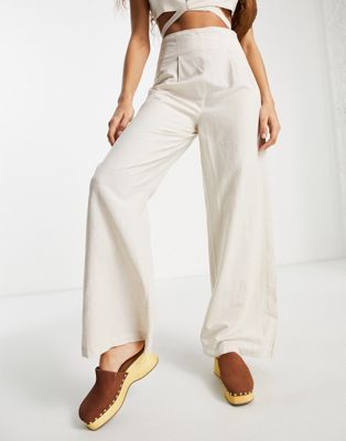 Emory Park wide leg linen trouser co-ord in natural