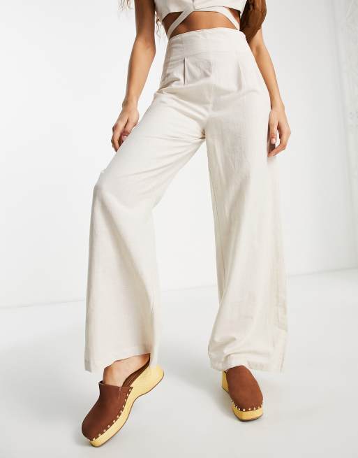 Wide Leg Linen Trouser