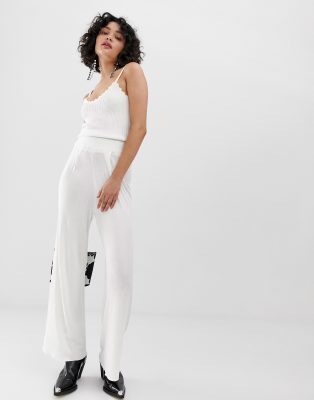 EMORY PARK WIDE LEG PANTS WITH RUCHED WAISTBAND-WHITE IMA3251P