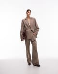 [Emory Park] Emory Park wide leg tailored pants in light chestnut (part of a set)-Neutral XS LIGHT CHESTNUT