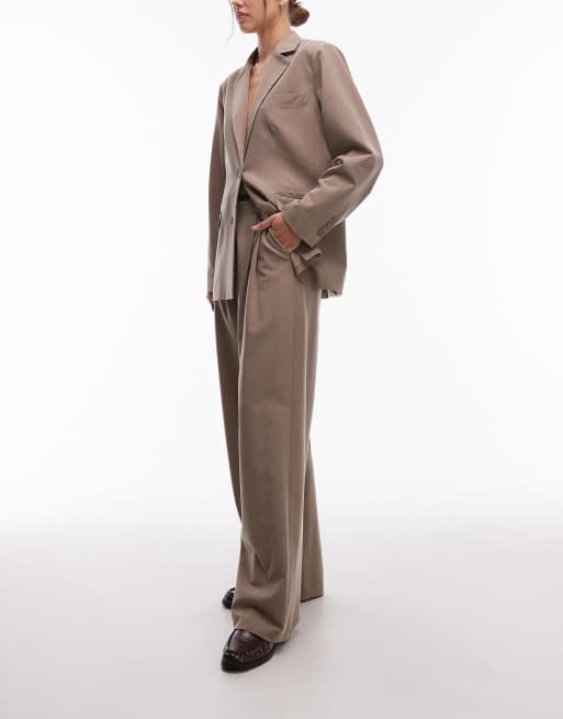 Emory Park wide leg tailored pants in light chestnut (part of a set), 2 of 5