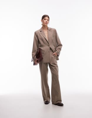 Emory Park Emory Park wide leg tailored trouser co-ord in light chestnut-Neutral