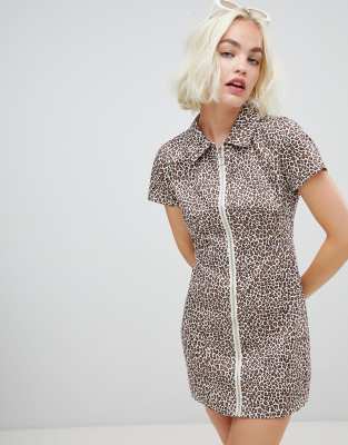 leopard print zip dress