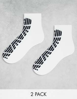 Emporio Armani 2 pack ankle socks in white