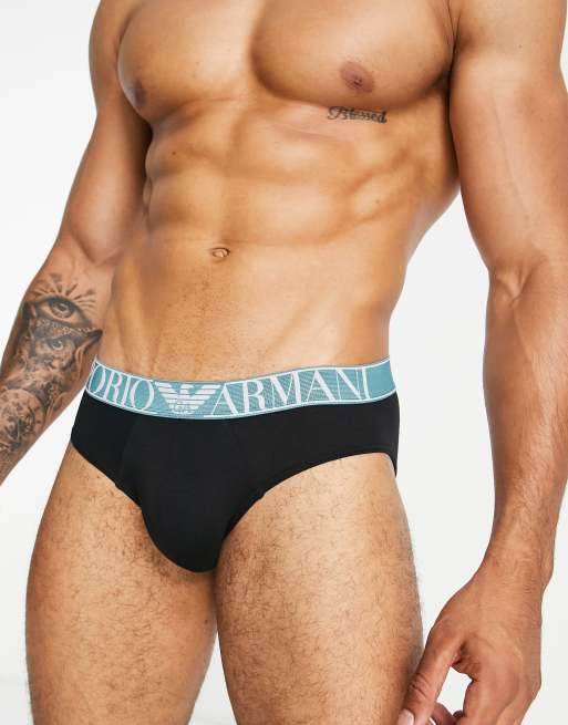 Emporio Armani 2 pack briefs in black/teal