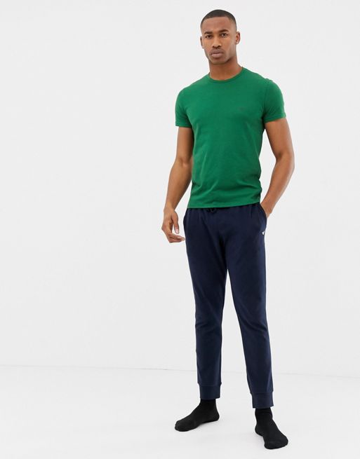 Emporio Armani 2 pack eagle logo lounge t-shirts in navy/green | ASOS